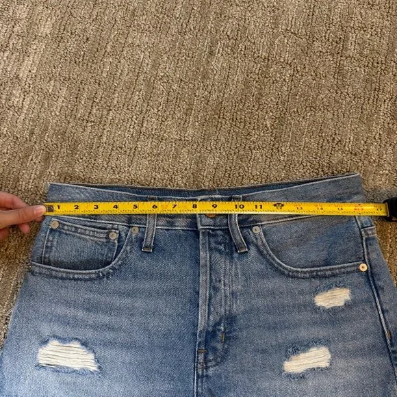 Madewell Women's Denim Jean Shorts Distressed High-Rise Relaxed Frayed Size 27 - Picture 9 of 11
